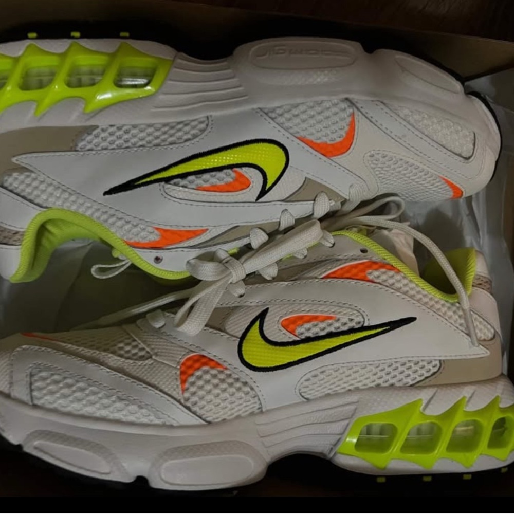 Nike White and Neon Yellow Sneakers